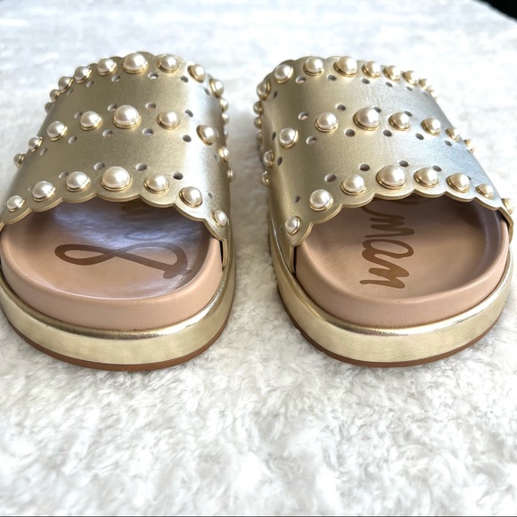 Sam Edelman Sera Slide Jute Metallic Leather Slip On Sandal - Picture 9 of 16